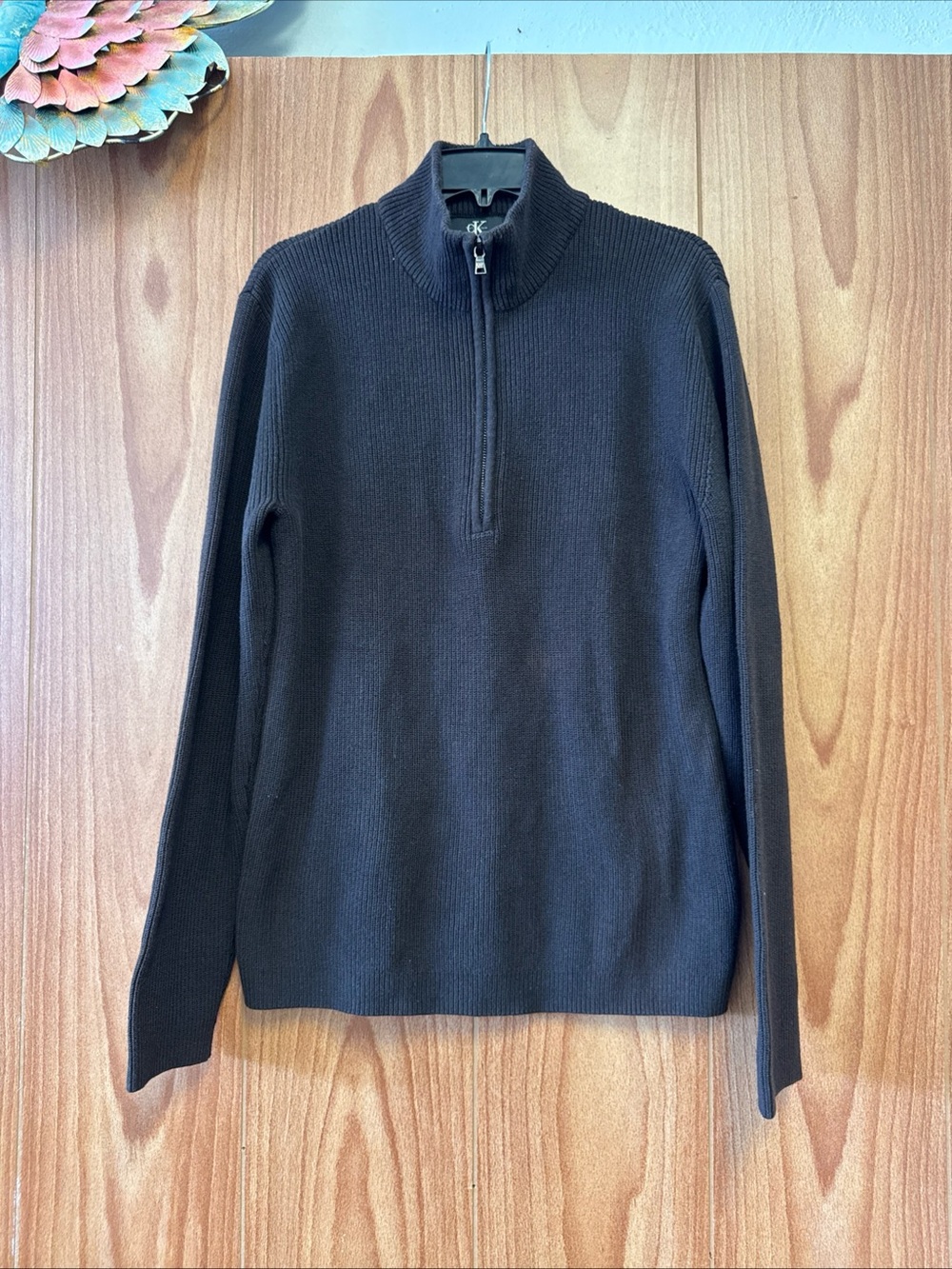 Calvin Klein Dark Grey Gray Men's Pullover Sweater 1/4 Zip Jacket M Medium